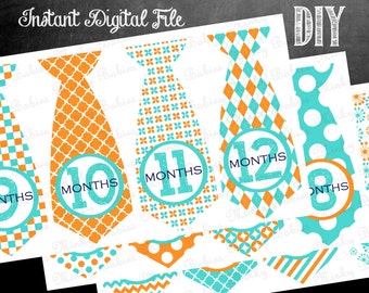 Digital Baby Monthly Milestone Stickers DIY Printable-boys | Etsy