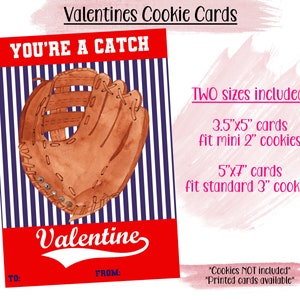 Valentines Cookie Cards - Baseball Valentines Cookie Cards - Mini Cookie Cards - Baseball Valentines - Instant Download - Afdrukken beschikbaar