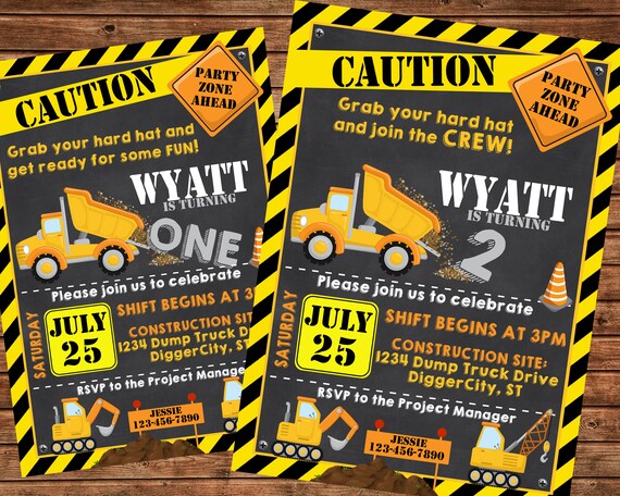 construction birthday invitations nz