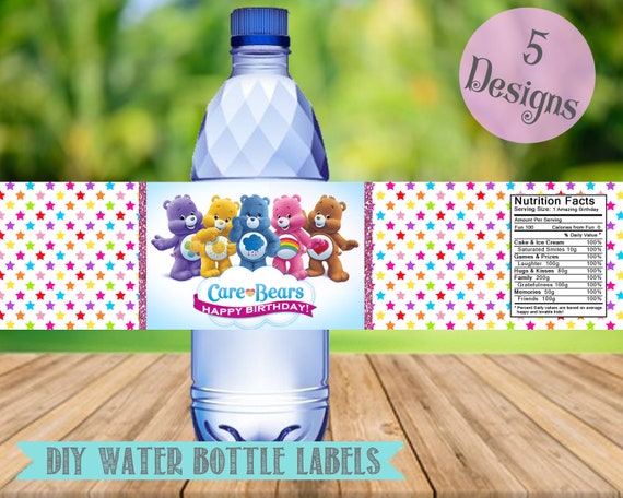 10 CARE BEARS PERSONALIZED BIRTHDAY PARTY FAVORS WATER BOTTLE LABELS WRAPPERS