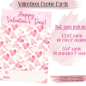 Cartões de biscoitos para namorados - Corações Cartões de biscoitos para namorados - Mini cartões de biscoitos - Biscoitos de coração - Dois tamanhos - Download instantâneo - Impressão disponível
