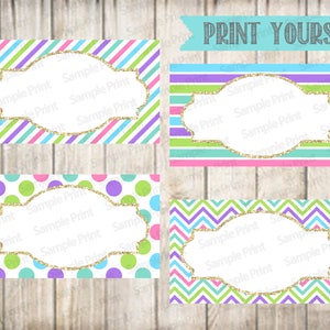 Blank Food Tent Cards Labels- Blank Place Cards- Digital- Instant Download- You Choose Colors
