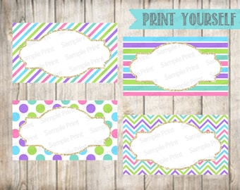 Blank Food Tent Cards Labels- Blank Place Cards- Digital- Instant Download- You Choose Colors