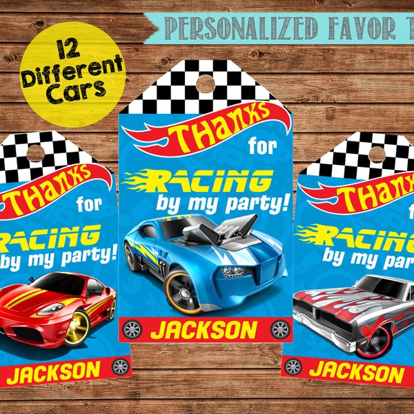 Race Car Favor Tags- Racing Favor Tags- Personalized Favor Tags- Race Car Thank You Tags-You Print or We Print