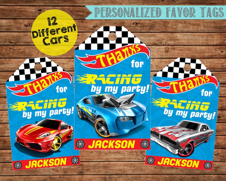 Race Car Favor Tags- Racing Favor Tags- Personalized Favor Tags- Race Car Thank You Tags-You Print or We Print 