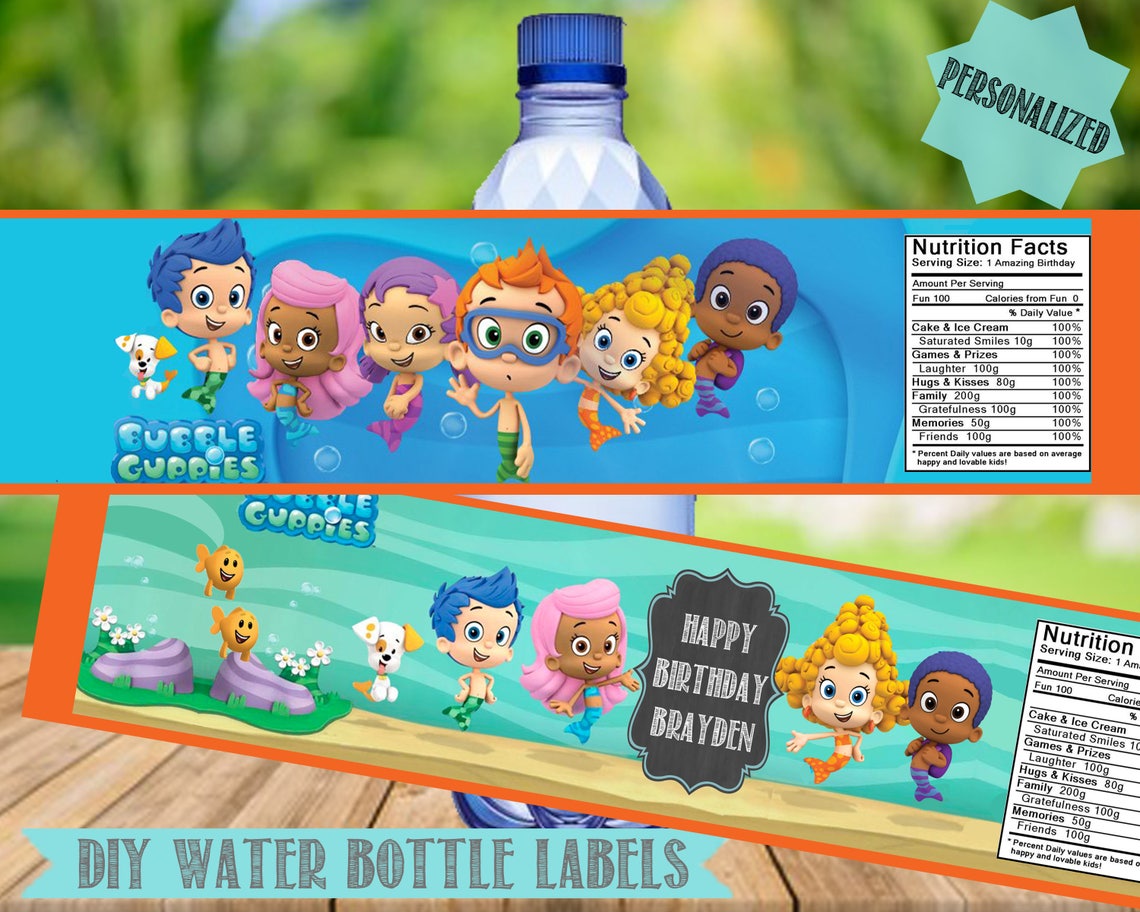 Bubble Guppies Water Bottle Labels Bubble Guppies Birthday Etsy