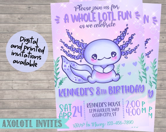Axolotl Favor Tags Axolotl Thank You Tags Axolotl Birthday Party