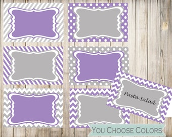 Blank Food Tent Cards Labels- Blank Place Cards- Digital- Instant Download- You Choose Colors