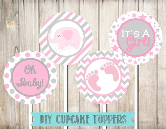 Baby Shower Cupcake Toppers DIY Printable Girl Baby Shower | Etsy