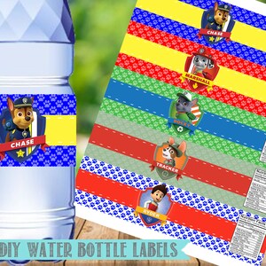 paw patrol water bottle labels paw patrol birthday party etsy