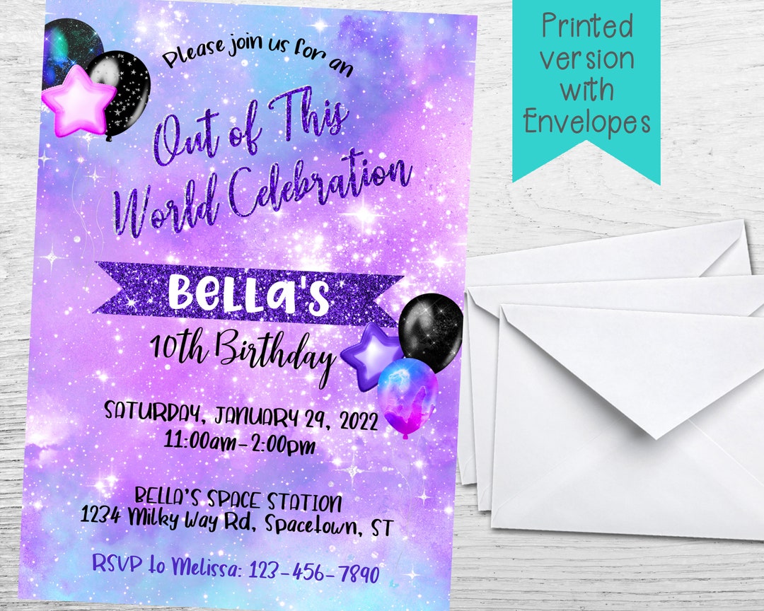 Galaxy Birthday Party Invitation Galaxy Invitation Girl Galaxy Birthday ...