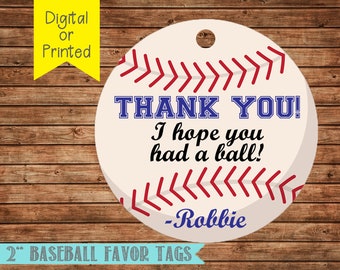 Baseball Favor Tags- Baseball Thank You Tags- Baseball Birthday Party- Baseball Party- Personalized- You Print or We Print