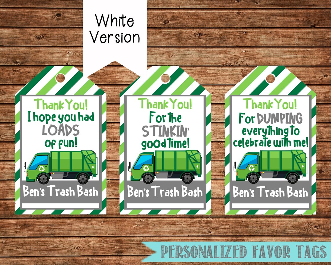 Trash Bash Favor Tagstrash Bash Thank You Tagstrash Bash Etsy