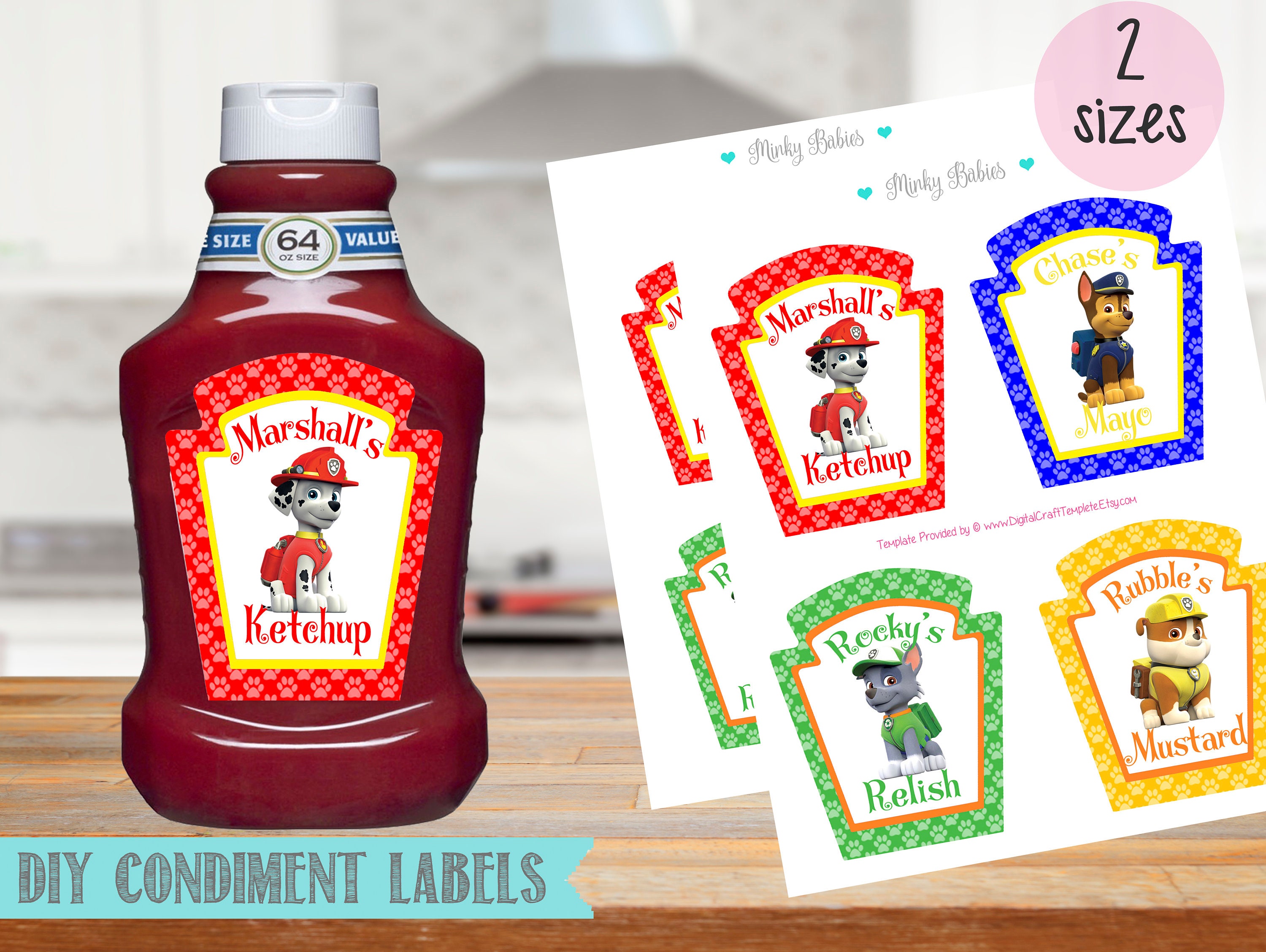 Paw Patrol Condiment Bottle Labels For 2 Size BottlesPaw Etsy