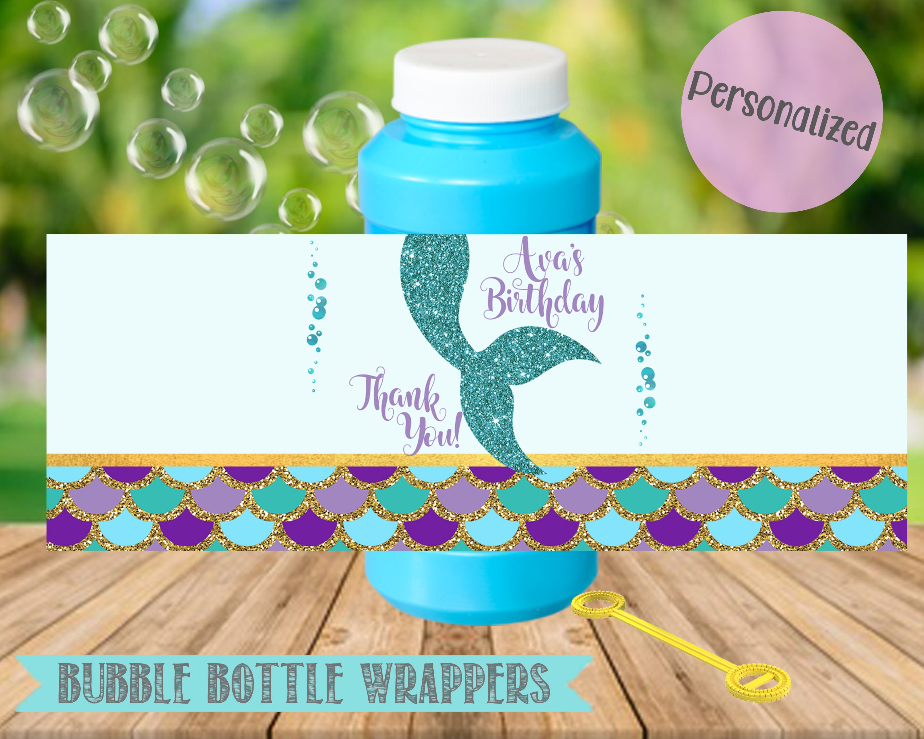 Mermaid Bubble Bottle LabelsMermaids Bubble Favors Mermaids Etsy