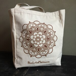 Tote de lona Mehndi Mandala de Blue Lotus Henna