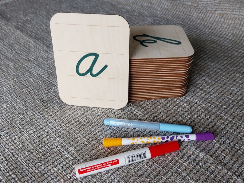 Sandpaper Letters English Alphabet Set of Movable Italic Lowercase