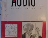 February 1954 Audio Engineering Magazine has 72 pages of ads and articles, Antique Radio,Stereo,Microphone, Amplifier ,Electronics Magazine