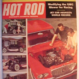 October 1960 Hot Rod Magazine has 122 pages of ads and articles and good cover art, Antique Automobile Muscle Car Hot Rod, Rat Rod Magazine