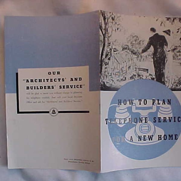 c1939 How to Plan Telephone Service for a New Home by American Telephone & Telegraph Co. Bell System Illustrated Booklet with plans