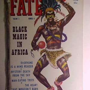 December 1950 FATE Vol. 3 No. 8 Science Fiction Pulp Magazine Black Magic in Africa Cover, Vintage Sci Fi Magazine Clark Publishing Co. #3