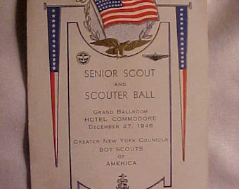 December 27 1948 Senior Scout and Scouter Ball invitation program card New York Boy Scouts of America BSA with Patriotic American Flag