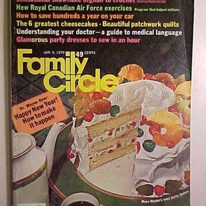 January 9, 1979 Family Circle Magazine cover art by Bill McGinn has 134 Pages of Nice Ads & Articles, Magazine for Women, Birthday Gift