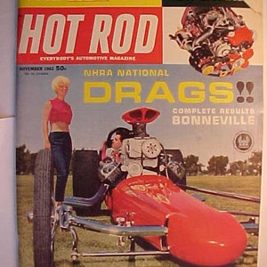 November 1962 Hot Rod Magazine has 118 pages of ads and articles with nice cover art, Antique Automobile Muscle Car Hot Rod Rat Rod Magazine