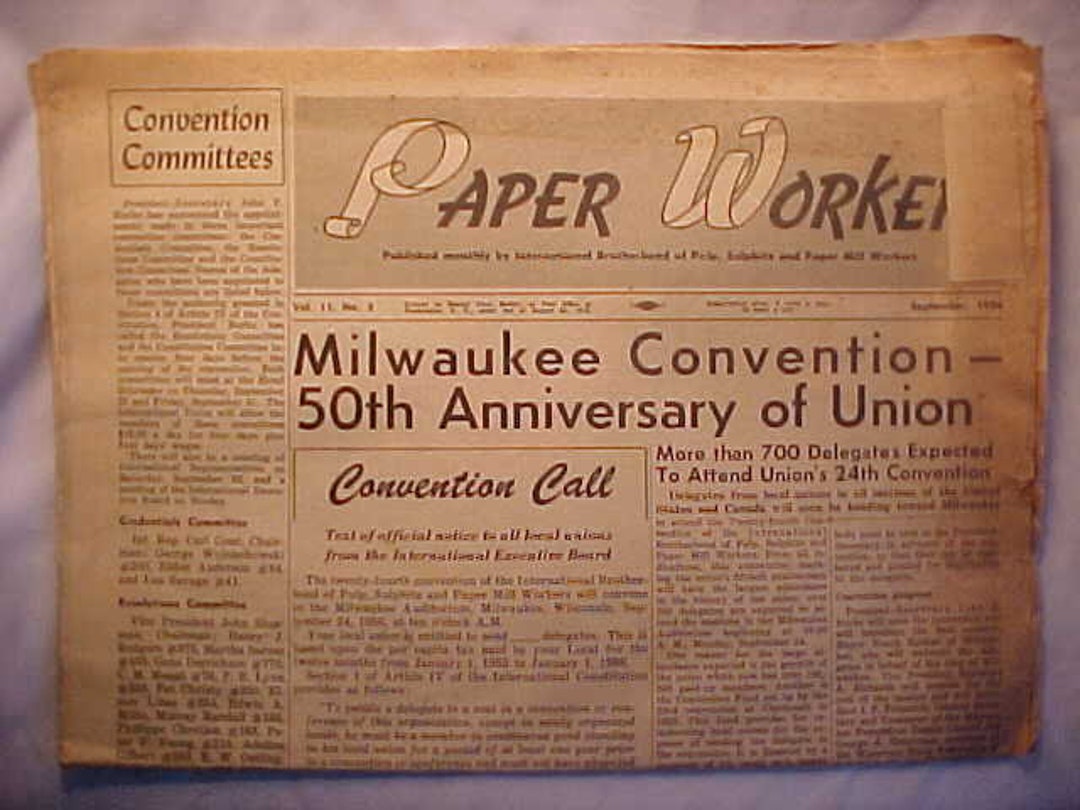 September 1956 Paper Worker Paper Mill Workers Newspaper Volume 11