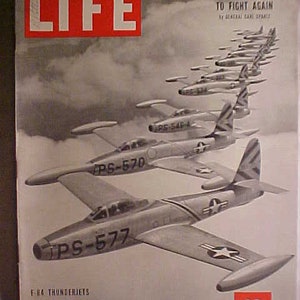 July 5, 1948 LIFE Magazine with F-84 Thunderjets War Air Planes on the cover has 92 pages of ads and Articles, Birthday Gift Idea No.2