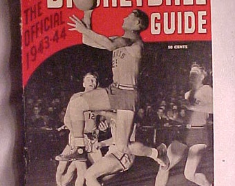 1943-44 The Official Basketball Guide with the official rules published by A. S. Barnes New York, Sports Guide Book, Sports Bar Decor