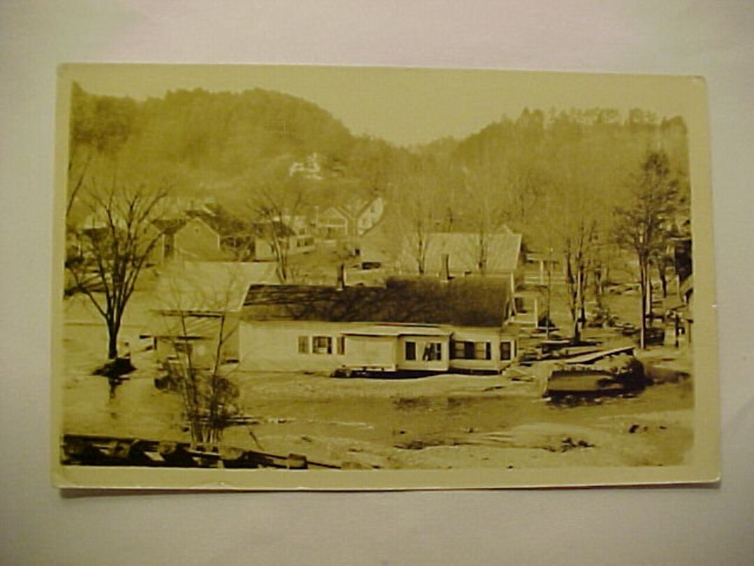 1927 Main Street Wells River, VT., 1927 Flood , Antique Vermont Real