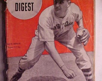 October 1946 Baseball Digest Magazine Volume 5 Number 8 with Dave Ferriss on the cover, Sports Bar Decor, Antique Baseball Publication