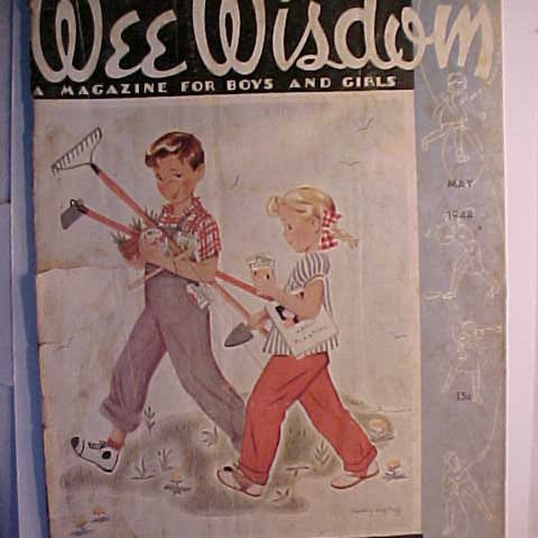 May 1944 Wee Wisdom A Magazine for Boys and Girls with cover art by Dorothy Wagstaff, Children's Activity Magazine, Doctors office Decor