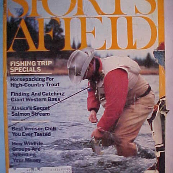 February 1985 Sports Afield Magazine Cover Art by Tom Montgomery, Hunting Magazine with 174 pages of ads & articles, Hunting Camp Decor