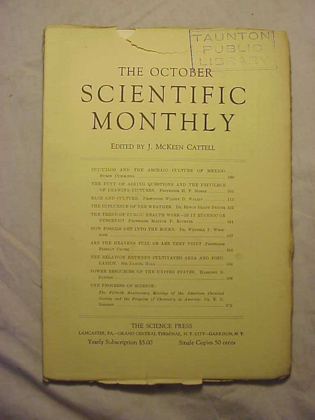 October 1926 the Scientific Monthly Magazine With 100+ Pages of Ads and ...