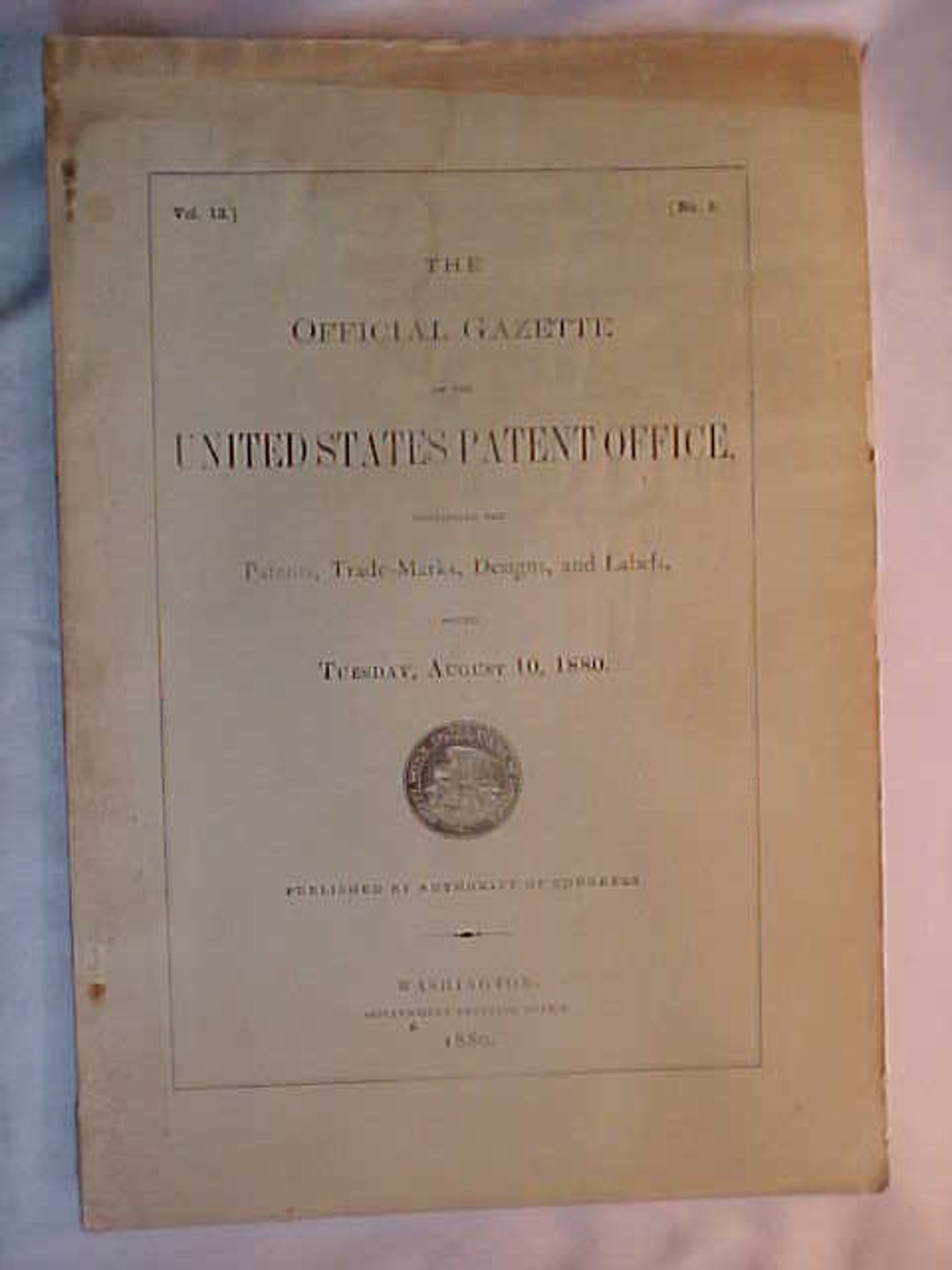 The Official Gazette Of The United States Patent Office Issued August 