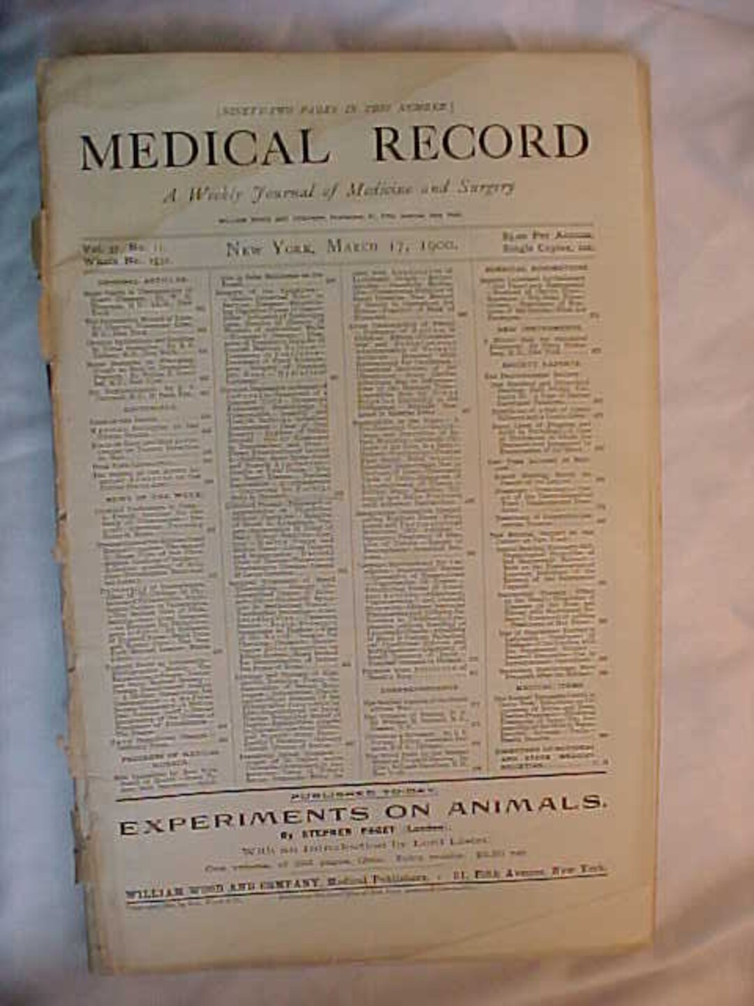 March 17, 1900 Medical Record a Weekly Journal of Medicine and Surgery ...