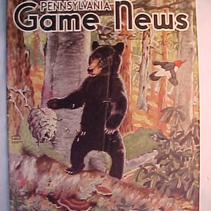 July 1947 Pennsylvania Game News Magazine with Cover Art by Jacob Bates Abbott, Vintage Hunting Magazine with 32 pages of ads & articles