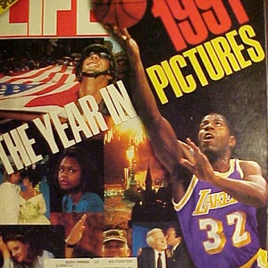 January 1992 LIFE Magazine with The Year in Pictures 1991 on the Cover has 116 pages of ads and articles, Birthday Gift Idea No.2