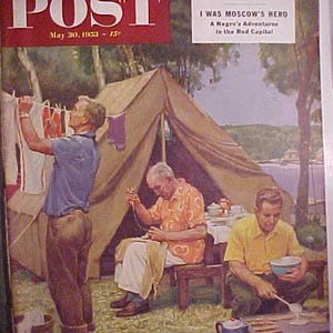 May 30, 1953 Saturday Evening Post Magazine Cover Art by Mead Schaeffer has 132 pages of ads and articles, Birthday Gift Idea #2