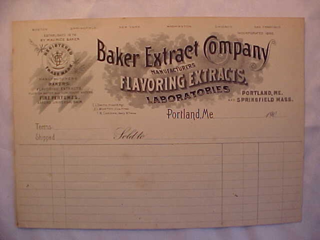 C1900 Baker Extract Company Flavoring Extracts Laboratories Portland
