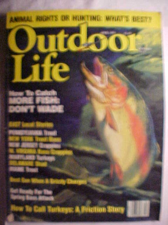 Abril de 1991 Outdoor Life Magazine con arte de portada de Leon Parson,  tiene 134 páginas de anuncios y artículos, decoración de hunting & fishing  camp -  España
