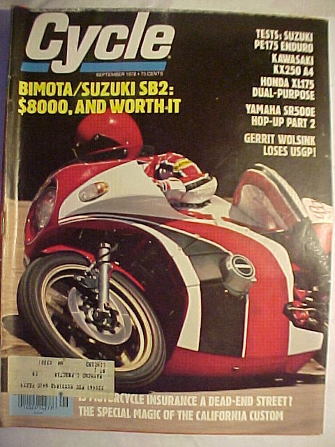 Kickback Magazine September 1978 CYCLE Motorcycle Magazine With Vintage Motorcycle Cover ...