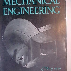 May include: A vintage cover of Mechanical Engineering magazine from May 1939. The cover features a black and white photo of a large industrial structure.