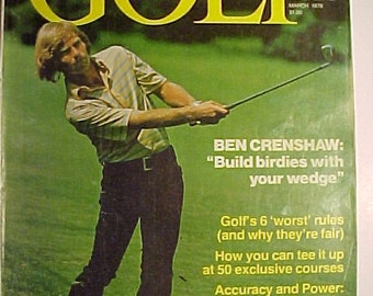 March 1978 GOLF World's Largest Golf Magazine, with Ben Crenshaw on the cover, Country Club Decor, Vintage Golf Clubs, Birthday Gift Idea
