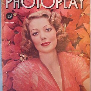 December 1937 Photoplay Celebrity Magazine with Loretta Young on the cover By George Hurrell, has 98 pages of ads & articles, Gift Idea
