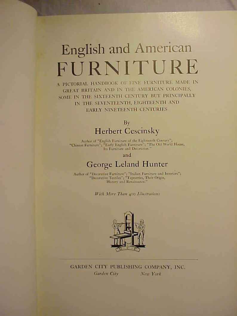 1929 English and American Furniture by Herbert Cescinsky and Etsy