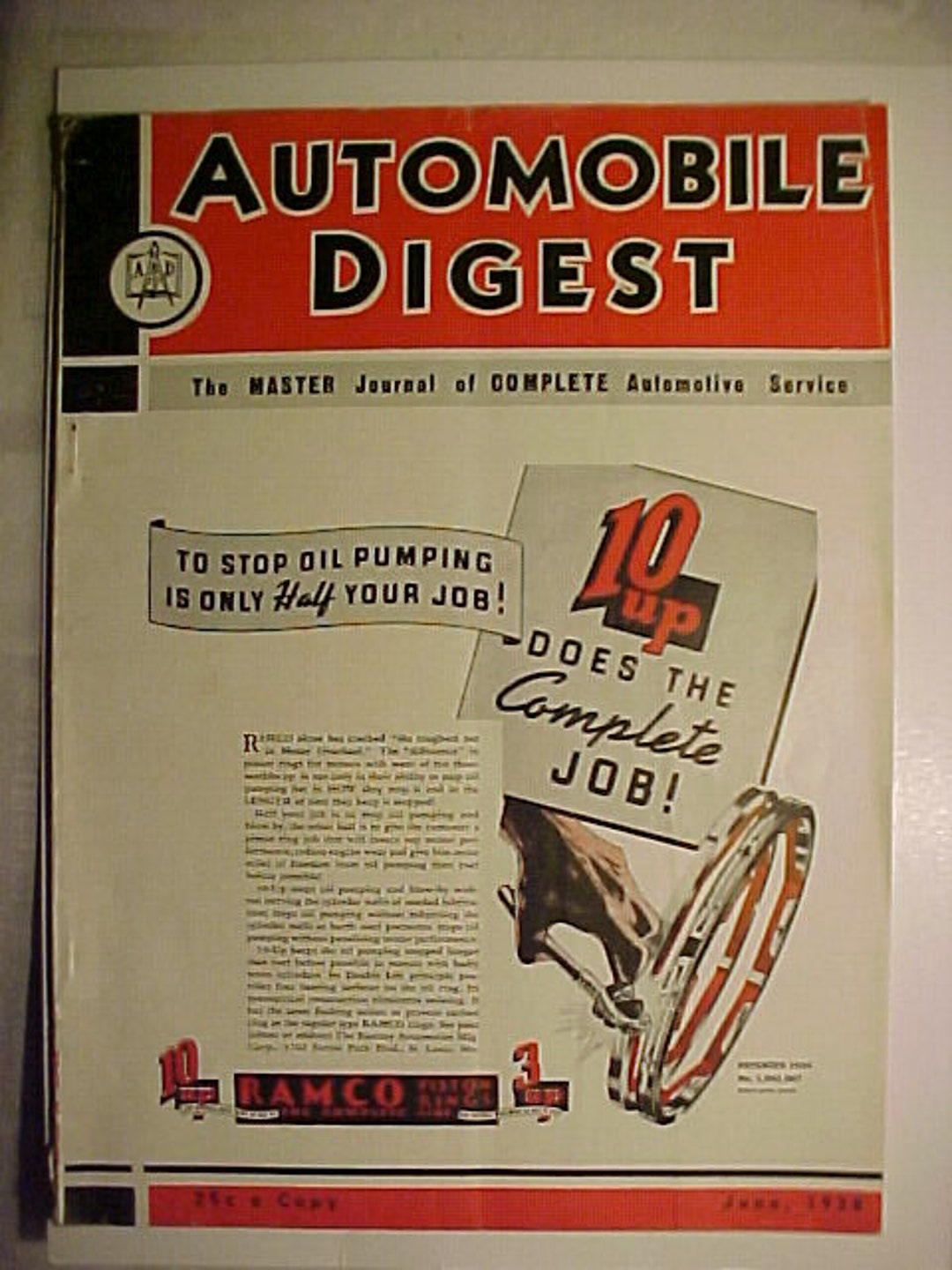 June 1938 Automotive Digest Magazine Has 70 Pages of Ads and Articles ...