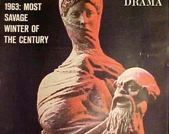 February 8, 1963 LIFE Magazine with Muse of Tragedy with Theatrical Mask on the Cover has 112 pages of ads and articles,Birthday Gift Idea 3